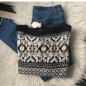 John + Jenn semi cropped black & white sweater